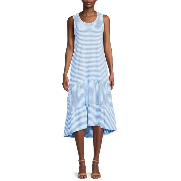 Time and Tru Women's Sleeveless Tiered Knit Dress | Walmart (US)