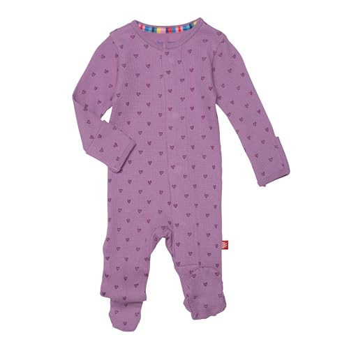 Magnetic Me Girls Modal Magnetic Baby Footie Pajamas | Silky Soft Modal Fabric | Pink Ribbon Heart Waffle | Preemie | Amazon (US)