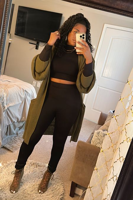 Baddie Fall Outfit - Olive Green & Black