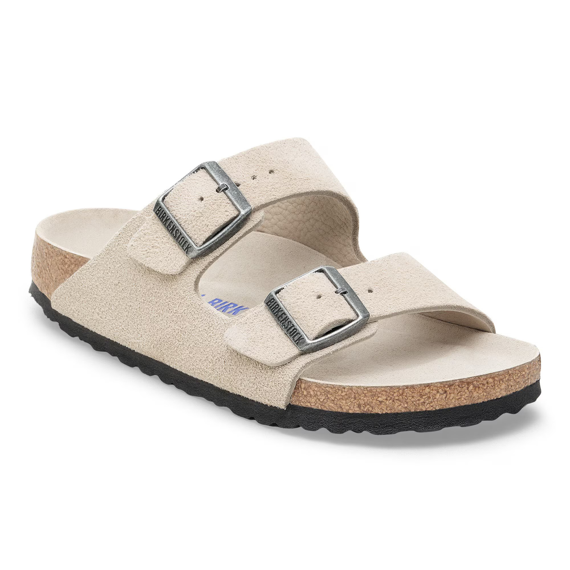 Arizona Soft Footbed Suede Leather Oyster Tonal Two-Strap Sandals | Birkenstock USA