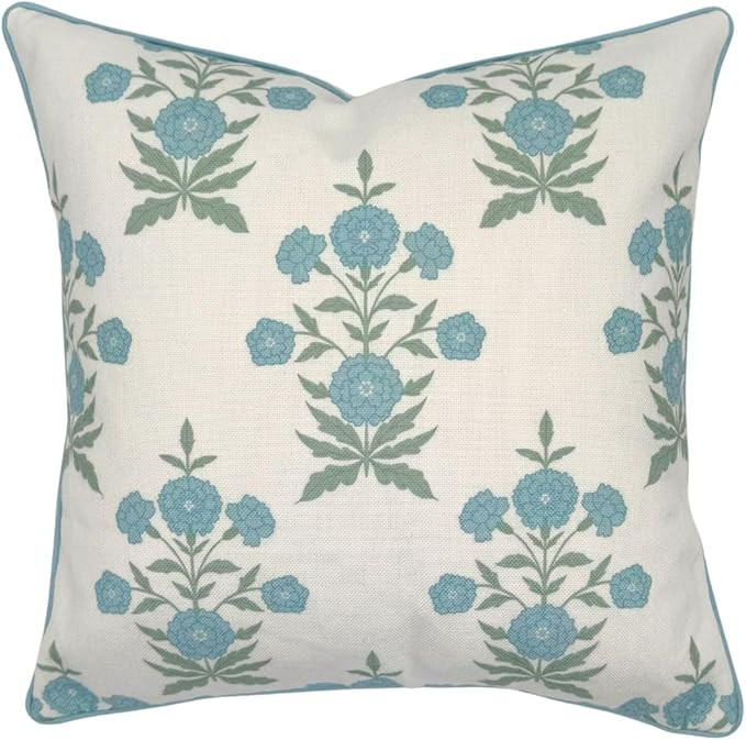 Amelia 20" x 20" Floral Throw Pillow Cover Blockprint 50 cm x 50 cm Grandmillennial Home Decor (2... | Amazon (US)