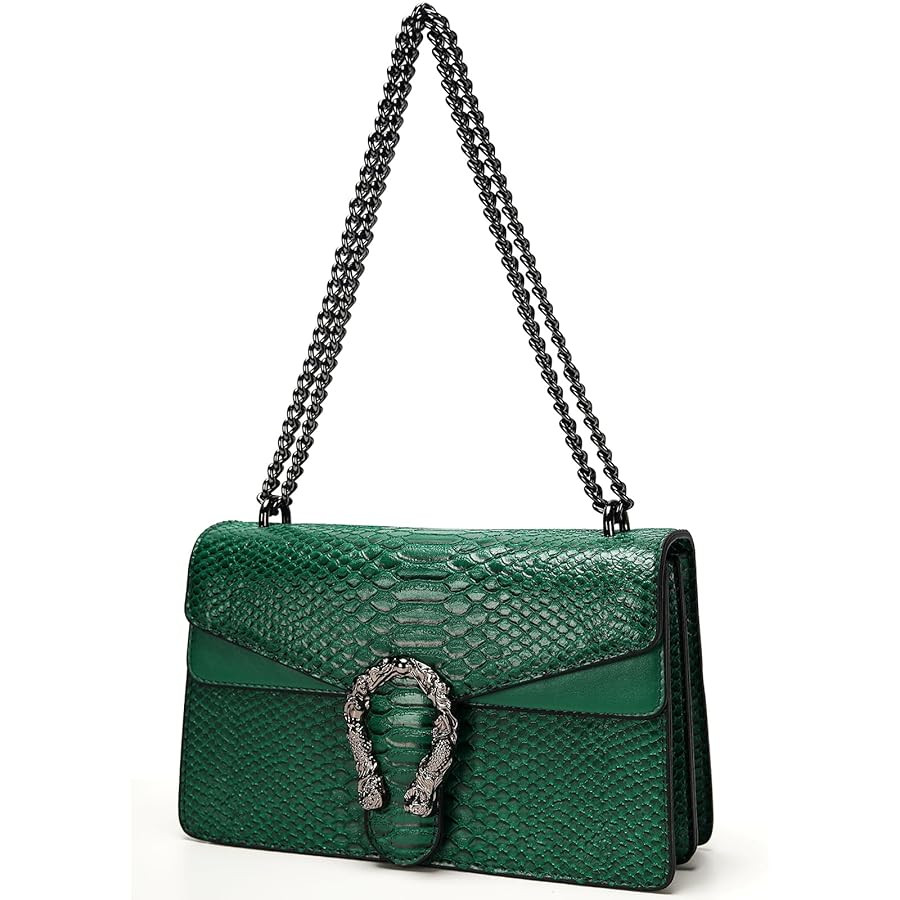 Leather Shoulder Bag Chain Purse for Women - Fashion Crossbody Bags Vintage Snake Print Underarm ... | Amazon (US)