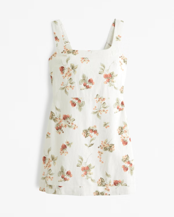 Linen-Blend Wide Strap Mini Dress | Abercrombie & Fitch (US)