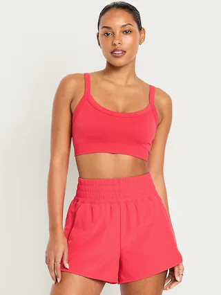Light Support Fluid Seamless Ribbed Sports Bra | Old Navy (US)