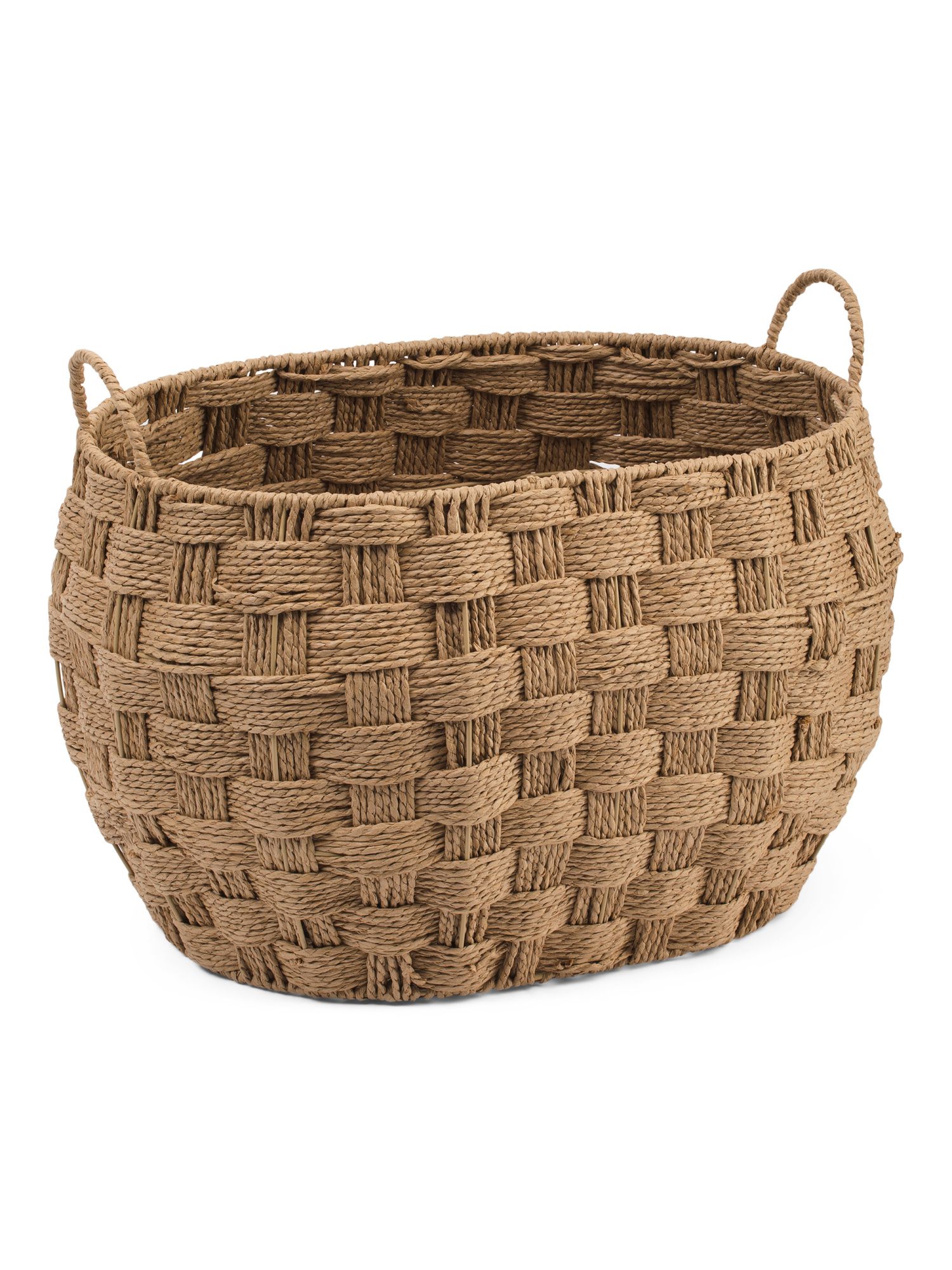 Extra Large Woven Natural Oval Storage Basket | TJ Maxx