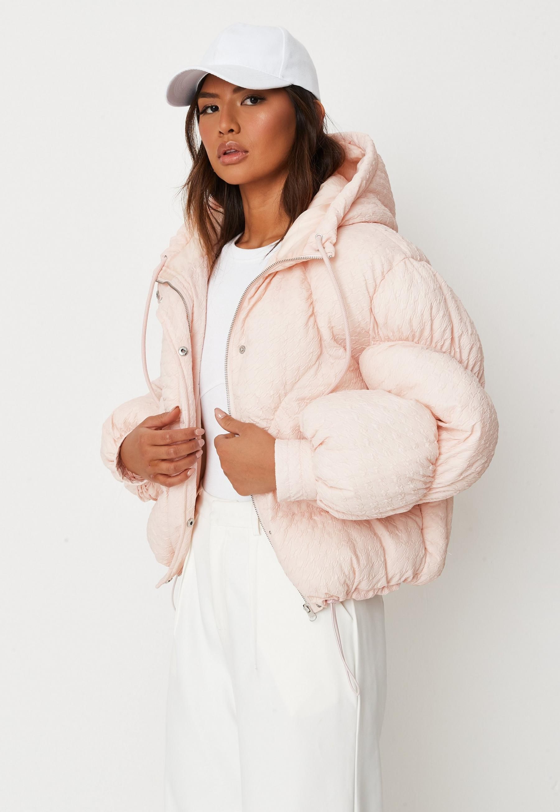 Missguided - Pink Textured Oversized Puffer Jacket | Missguided (US & CA)