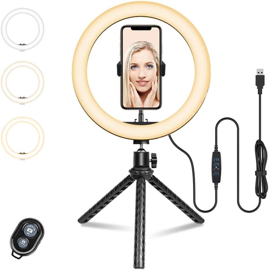 Ring Light with Tripod Stand - Dimmable Selfie Ring Light LED Lighting Circle with Tripod and Pho... | Amazon (US)