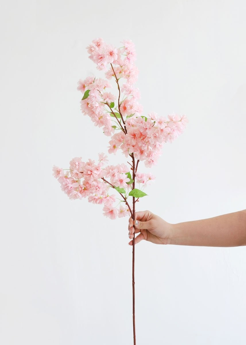 Pink Faux Cherry Blossom Flower Branch - 40" | Afloral (US)