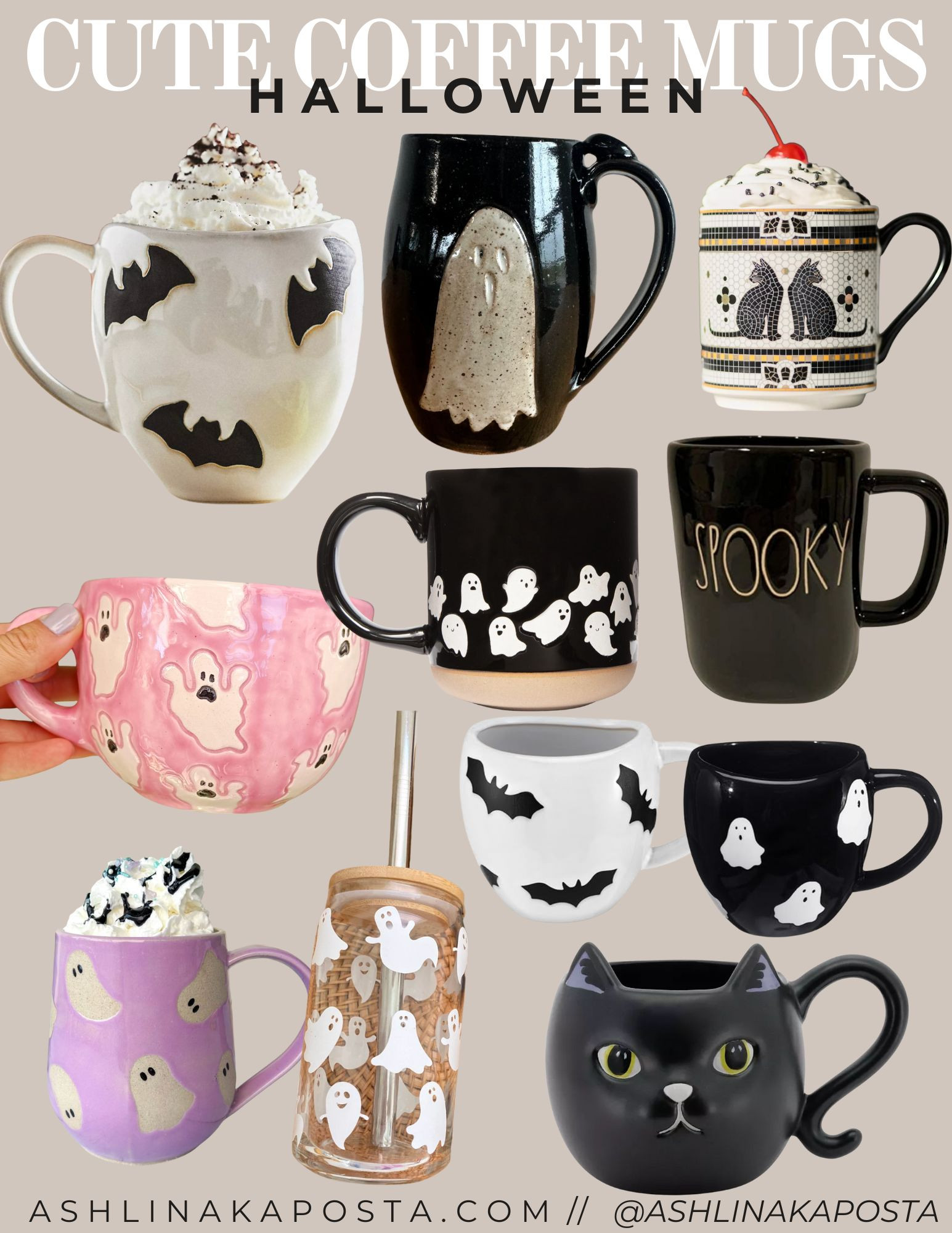 CUTE COFFEE MUGS FOR HALLOWEEN. From ghosts, to black cats and everything in between. 

 #LTKSeasonal #LTKHome