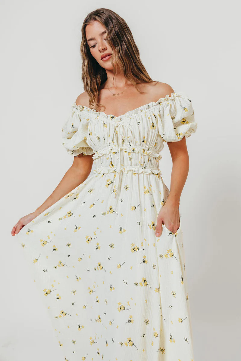 Sydnee Maxi Dress in Yellow Floral - Bump Friendly & Inclusive Sizing | Worth Collective