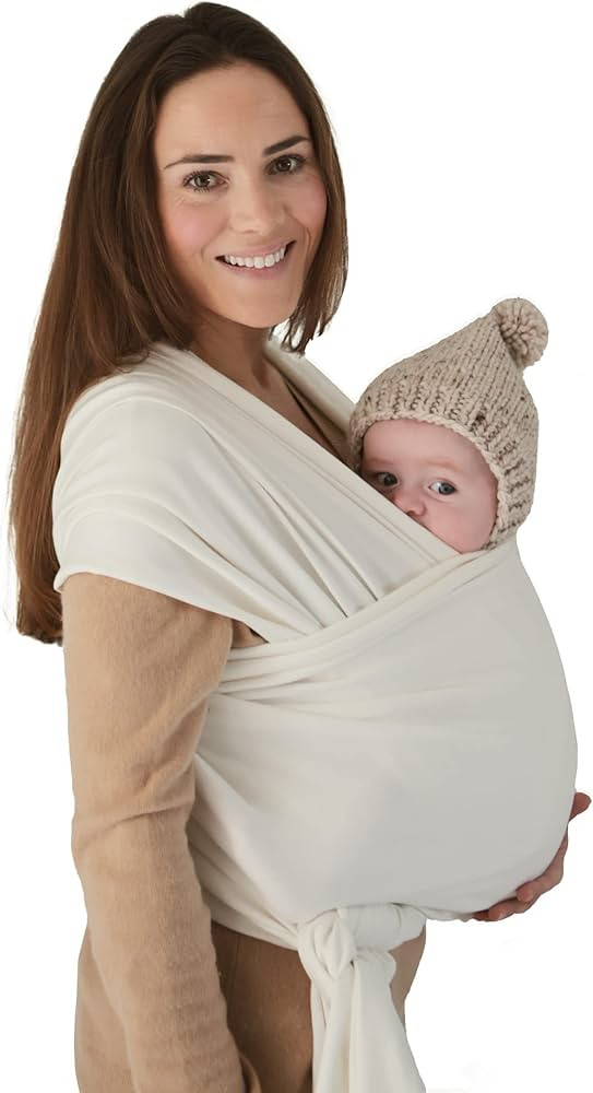 mushie Baby Wrap Carrier | 100% Organic Cotton | Infant Sling for Newborn and Babies 8-35 lbs (Iv... | Amazon (US)