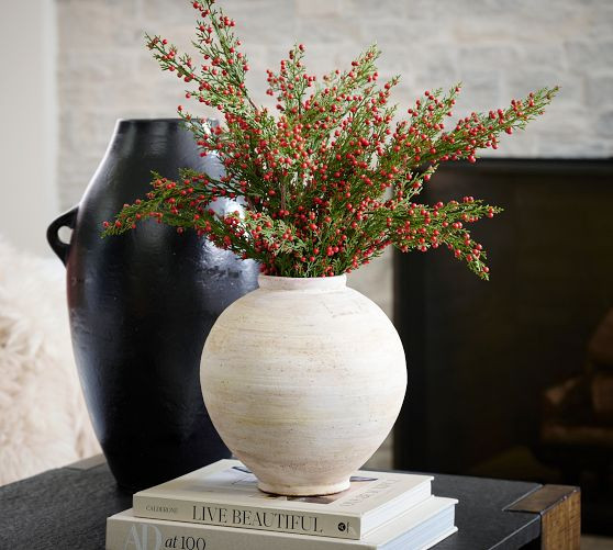 Faux Red Berries Cedar Pine Spray - 35" | Pottery Barn (US)