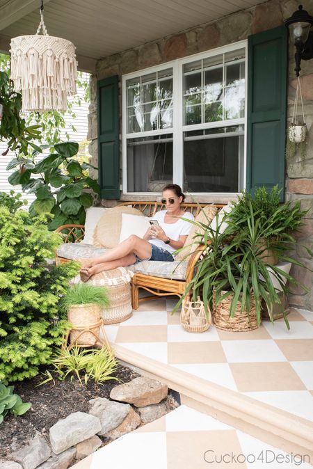 My porch is my favorite place to hang out in the summer #outdoorliving and I found a rug that looks like my checkerboard painted floor to replicate the look 

#LTKSeasonal #LTKstyletip #LTKhome