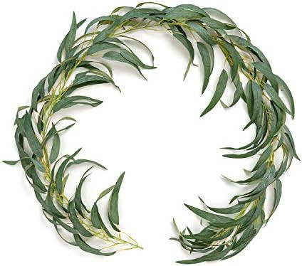 Ling's moment Artificial Long Leaf Eucalyptus Garland, 6.5FT Fake Greenery Vine for Wedding Centerpi | Amazon (US)