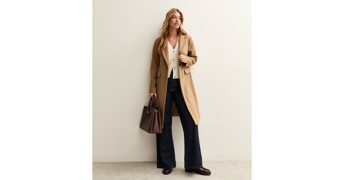 Camel Single Button Lined Coat | New Look | New Look (UK)