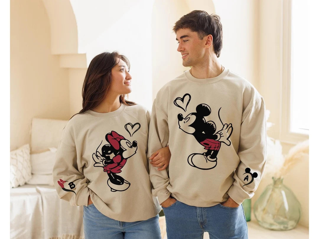 Custom Lover Mickey and Minnie Sweatshirt, Valentine Gift Hoodie, Disney Couple Disney Matching S... | Etsy (US)