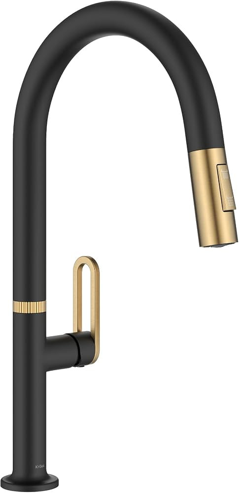 KRAUS Vetra 2-Function Single Handle Pull Down Kitchen Faucet in Spot-Free Brushed Brass/Matte Bl... | Amazon (US)