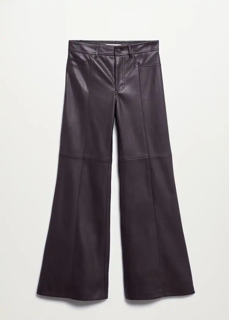Wide leg faux leather pants -  Women | Mango USA | MANGO (US)