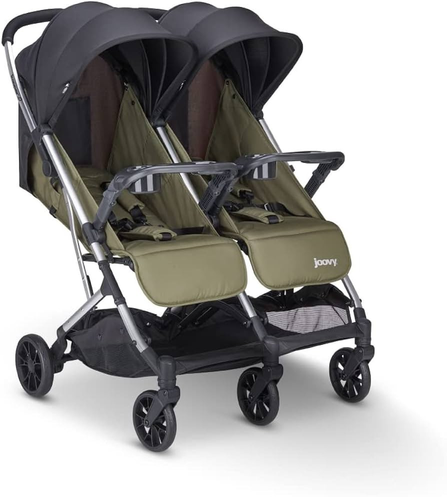 Joovy Kooper X2 Double Stroller, Lightweight Travel Stroller, Compact Fold with Tray, Olive | Amazon (US)