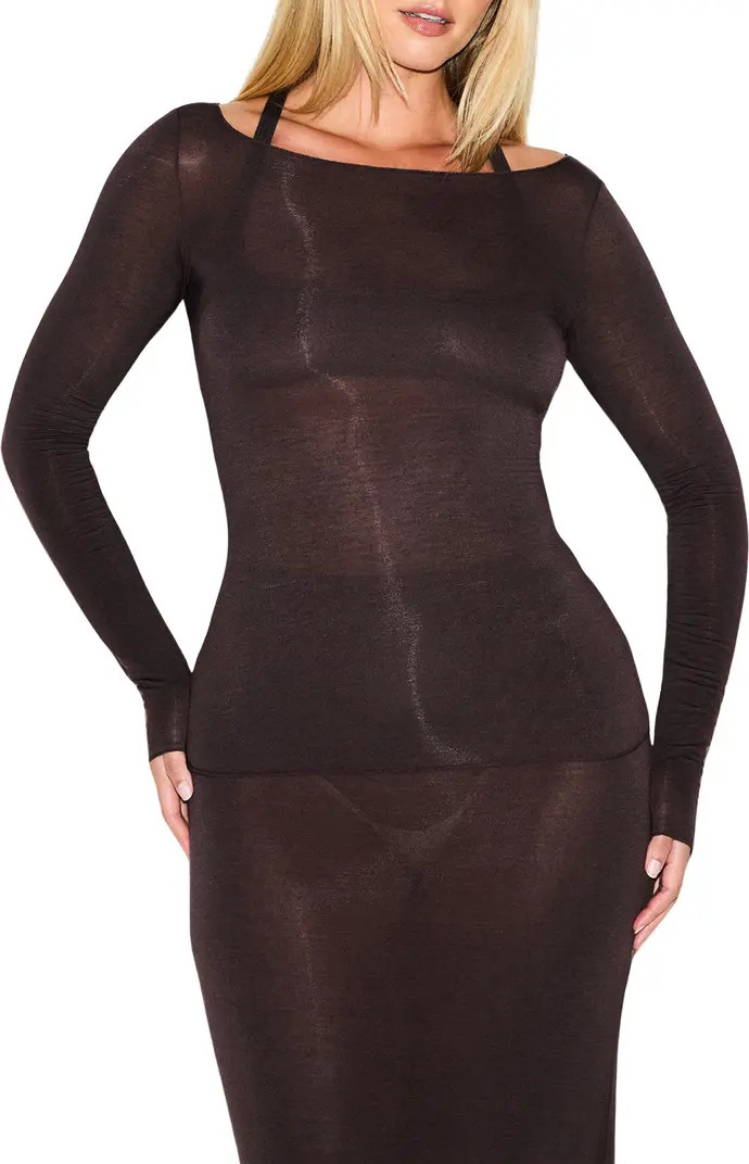 Sheer Modal Blend Long Sleeve Boat Neck Top | Nordstrom