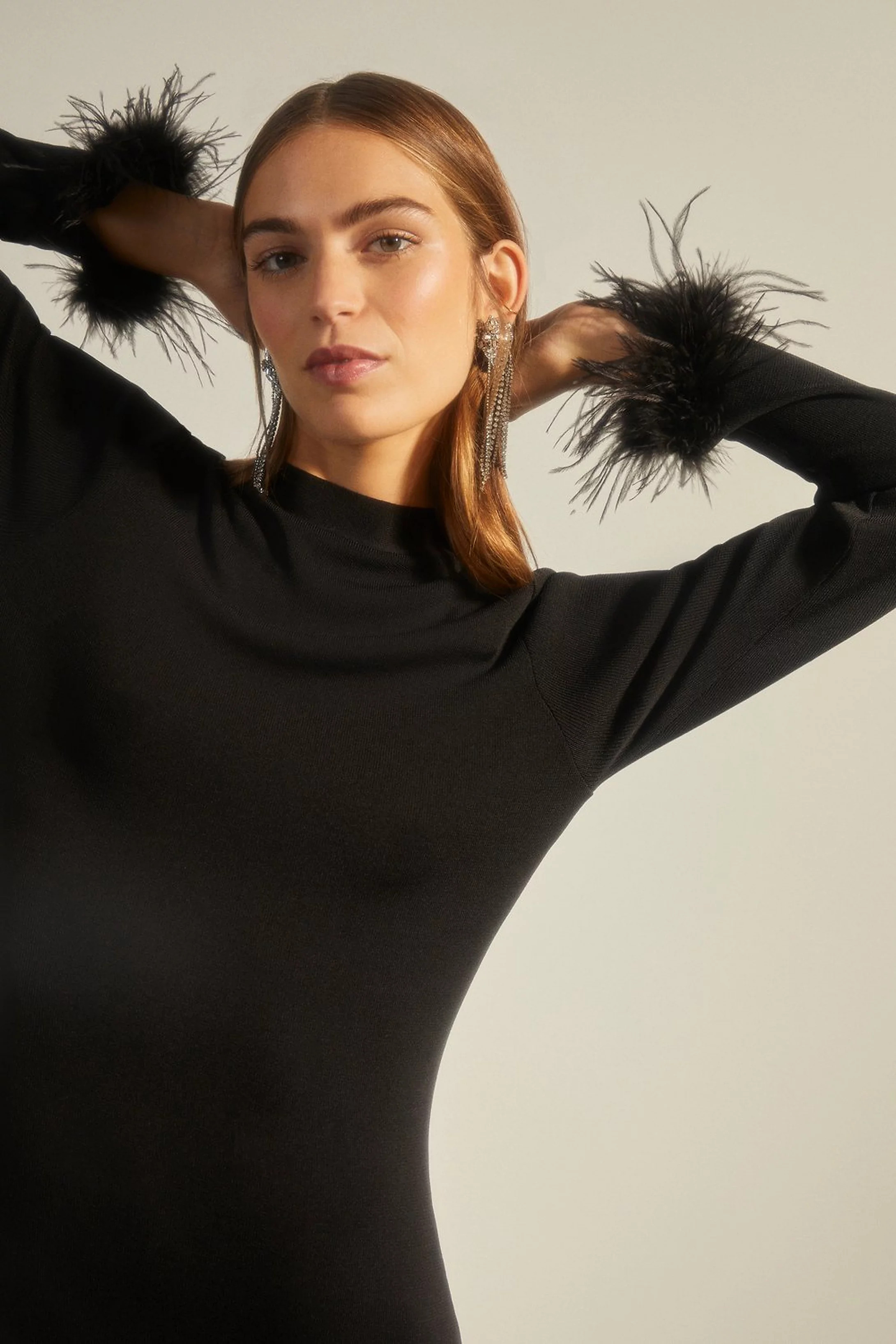 Feather Detail Knitted Maxi Dress | Oasis UK & IE