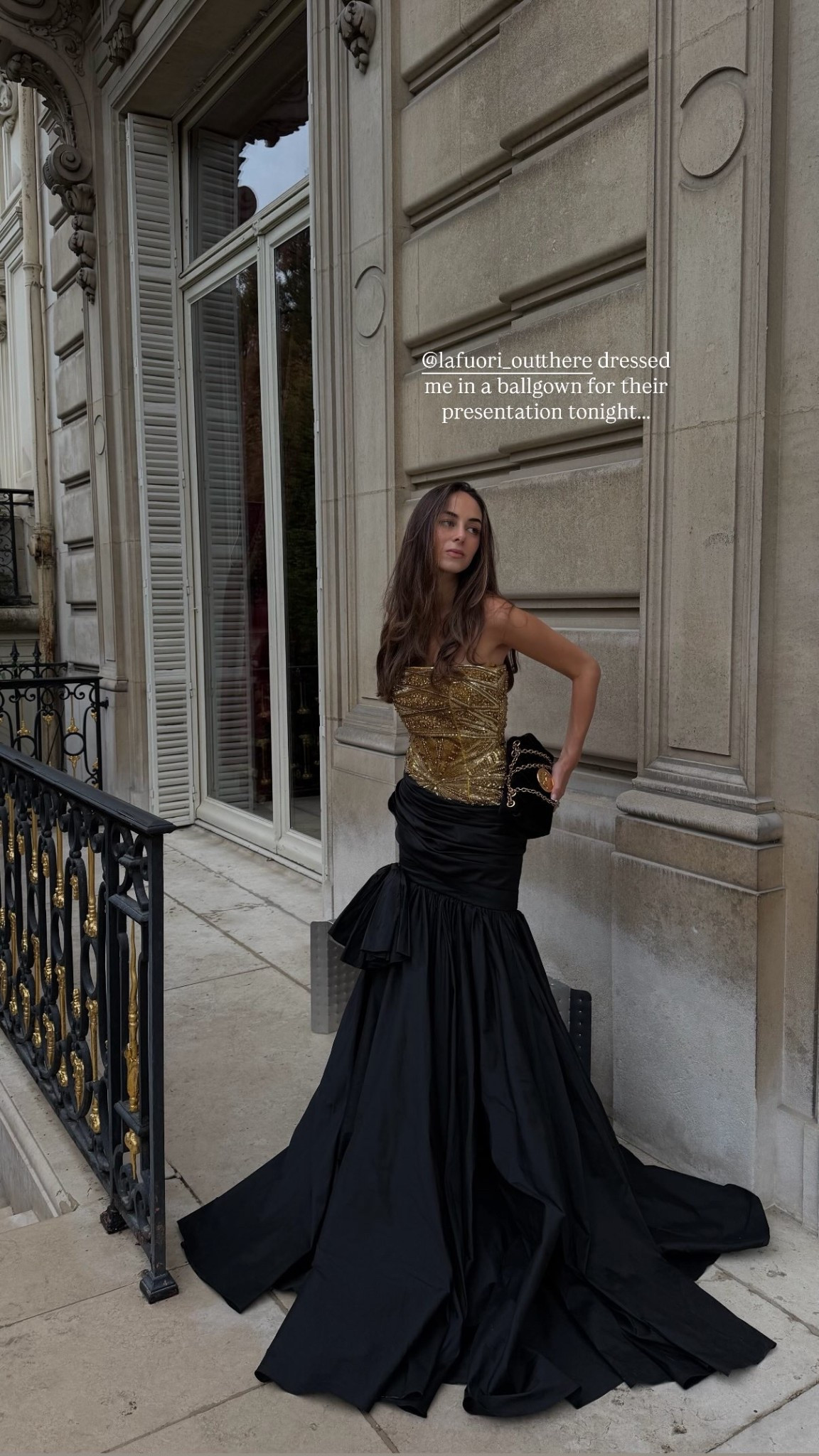 @lafuori_outthere dressed me in a ballgown for their presentation tonight…..