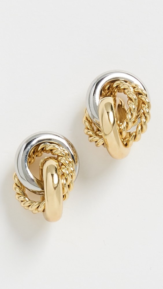 Two-Tone Gold and Silver Knot Pierced Earrings | Shopbop