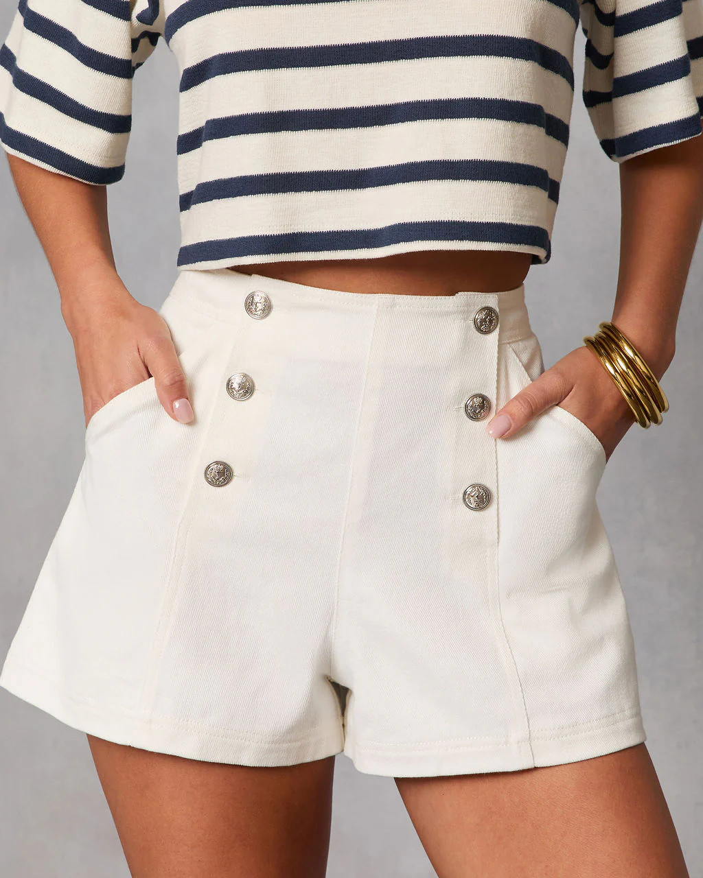 Heritage Hues High Rise Sailor Denim Shorts | VICI