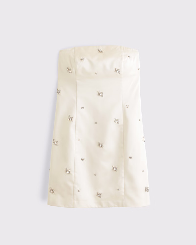 Women's Satin Embellished Strapless Mini Dress | Women's Dresses & Jumpsuits | Abercrombie.com | Abercrombie & Fitch (US)