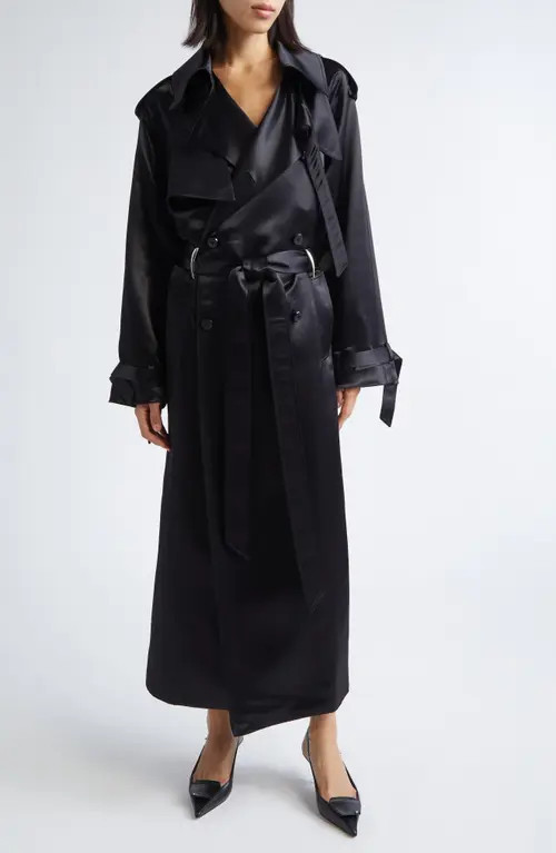 GRACE LING Claw Liquid Tailored Trench Coat in Black at Nordstrom, Size 4 Us | Nordstrom