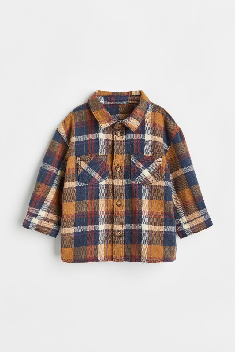 Cotton Flannel Shirt - Brown/plaid - Kids | H&M US | H&M (US)