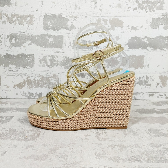 New March Fisher Zarah Women's Gold Strappy Wedge Platform Sandals  D789 | Poshmark
