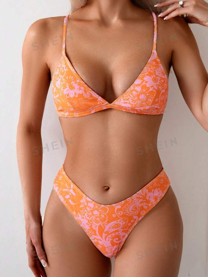 Women's Summer Beach Flower Print Sexy Bikini Set Bathing Suit, Random Print | SHEIN USA | SHEIN