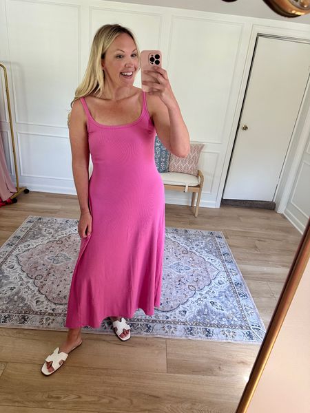 Old navy everyday dress! The prettiest shade of pink, the fit is very flattering, stretchy and bump friendly! I’m wearing a medium. Spring dress, summer outfit 

#LTKstyletip #LTKbump #LTKmidsize