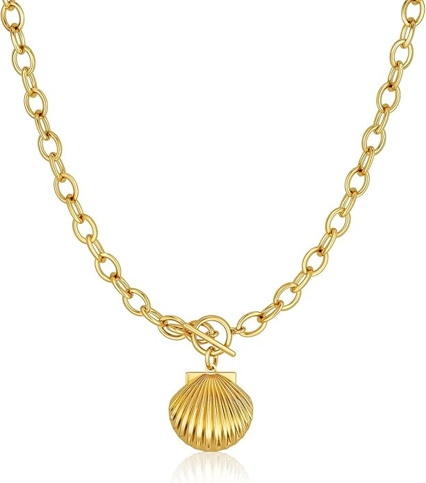 CHESKY 14K Gold Plated Chunky Necklace for Women, Trendy Paperclip Chain Necklace Thick Cross Hea... | Amazon (US)
