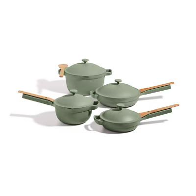 Our Place 13pc Always Pan and Perfect Pot Cookware Set with Lids, Steamer Basket, and Spoons Sage: Nonstick Ceramic, Oven-Safe | Target