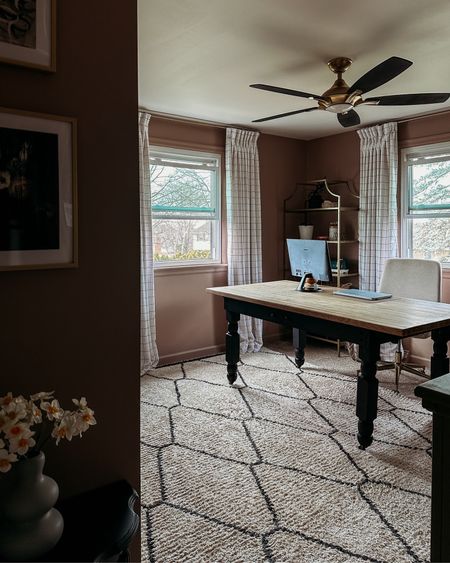 My feminine vintage home office 

Loloi Alice shag rug
Two pages windowpane custom drapes from Amazonn

#LTKStyleTip #LTKSaleAlert #LTKHome