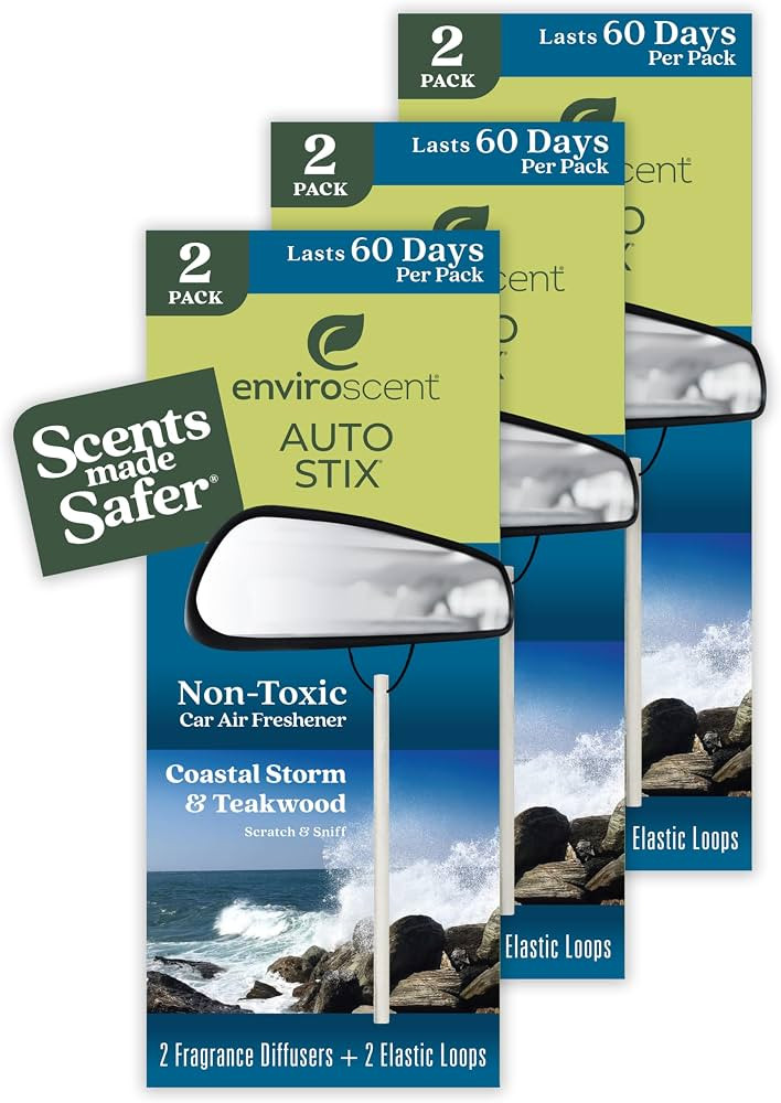 Enviroscent Non-Toxic Car Air Freshener (Coastal Storm & Teakwood) Natural Car Air Freshener | Es... | Amazon (US)