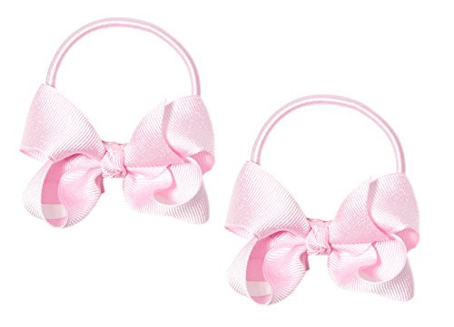 Anna Belen Girls "Lila" Medium Grosgrain Bow Hair Tie O/S Light Pink (2 Pieces) | Amazon (US)