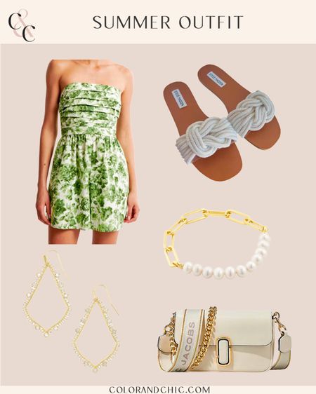 Casual summer outfit with green floral romper paired with my favorite white beaded sandals, accessories and more! Love this for weekend outfits or dinners. 

#LTKstyletip #LTKSeasonal