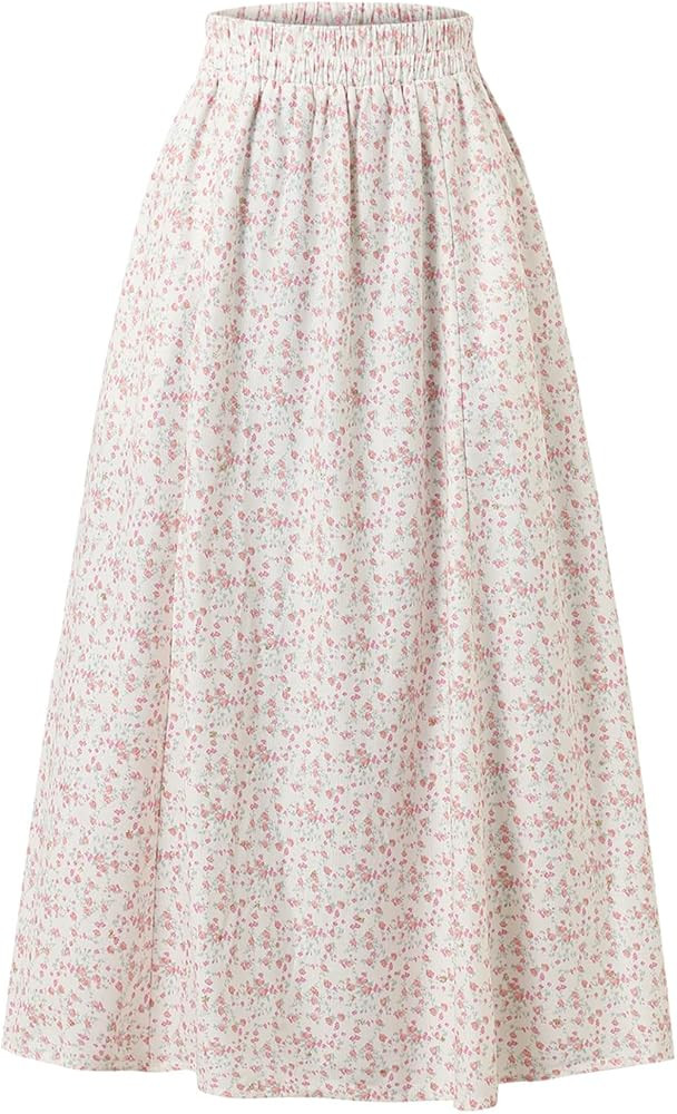 Women's High Waist Printed Skirt Elastic Waist Swing Elegant Pocket Leisure Skirt in Spring Summe... | Amazon (US)