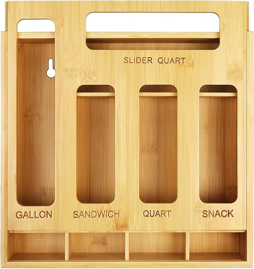 DUJEN Bamboo Ziplock Bag Storage Organizer, Food Storage Bags Container Organizer with Slider, Ki... | Amazon (US)