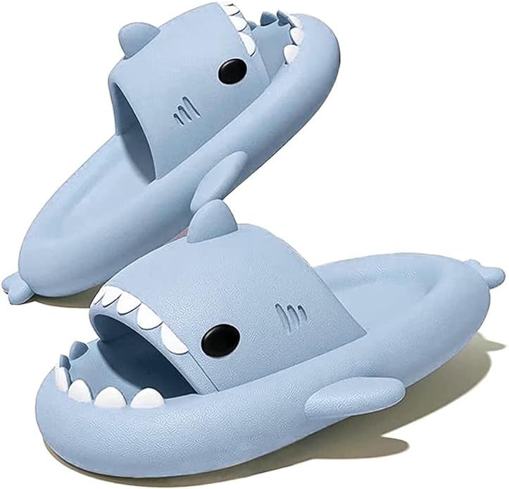 Aloiyue Shark Slides Thickness Upgrade Summer Cute Cartoon Shark Slippers for Women Men Non-Slip ... | Amazon (US)