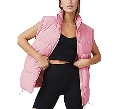 Springrain Womens Oversized Quilted Puffer Vest Padded Warm Winter Jacket with Stand Collar Bubbl... | Amazon (US)