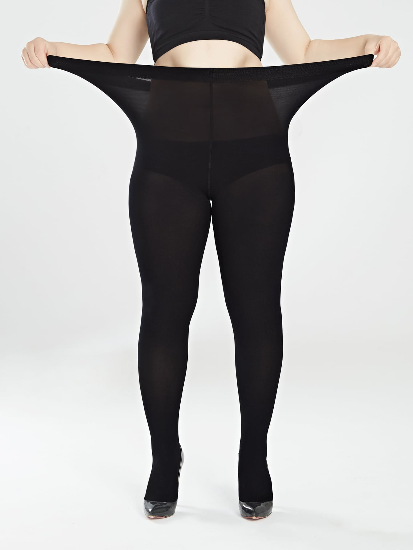 1pair 80D Plus Size Black Snag Tights For Women | SHEIN