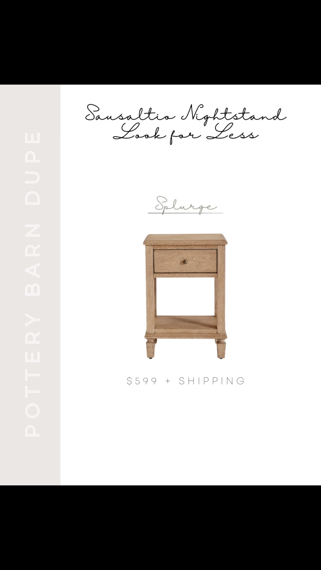 Pottery Barn Dupe | Pottery Barn Sausalito Dupe | Pottery Barn Sausalito Nightstand Dupe | Small Nightstand | Nightstand with Drawer | Open Leg Nightstand | Farmhouse Nightstand | Light Wood Nightstand | Splurge or Save | Pottery Barn Dupes | Sausalito Collection Dupe | 19” nightstand  transitional design, traditional design, modern farmhouse, master bedroom nightstand, master bedroom furniture, Wayfair nightstand, the look for less, master bedroom dresser, master bedroom furniture, Wayfair dresser, the look for less, pottery barn look for less, pottery barn lookalike, pottery barn inspired, Pottery Barn Sausalito collection




#LTKHome #LTKWatchNow #LTKSaleAlert