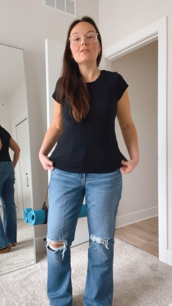 Love me a good cap sleeve tshirt 🛍️ distressed jeans, basic tee, spring and summer style basics 

#LTKfit #LTKstyletip #LTKunder50