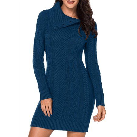 Dokotoo Women s Xmas Christmas Green Sweater Dress Asymmetric Collar Bodycon Knitted Dresses Size X- | Walmart (US)