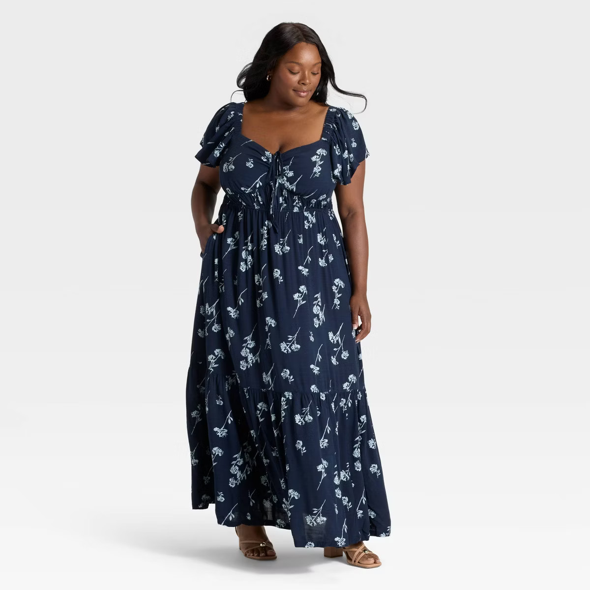 Women's Flutter Short Sleeve Maxi Empire Waist Dress - Ava & Viv™ | Target