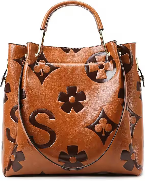 Vulpecula Spade - Floral Handbags Purses Women - Embossed Leather Top Handle Handbag Set Large Shoulder Bag Ladies Bucket Hobo Tote - K009-yellow Brown | Best Buy U.S.